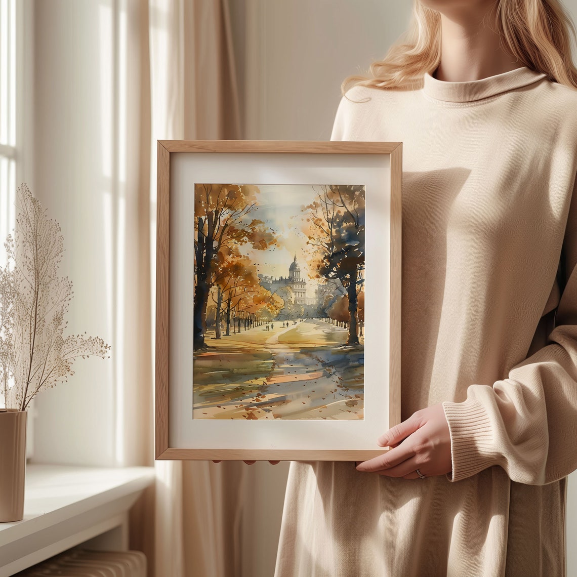 Watercolor Painting Primrose Hill London Travel Poster Wall Art London Skyline Cityscape Print London Park C30 418 - Image 2