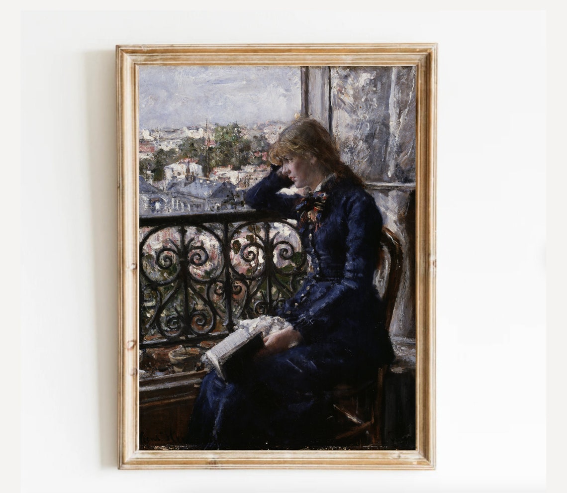 Impressionist Painting Of A Woman Reading On A Paris Balcony Poster