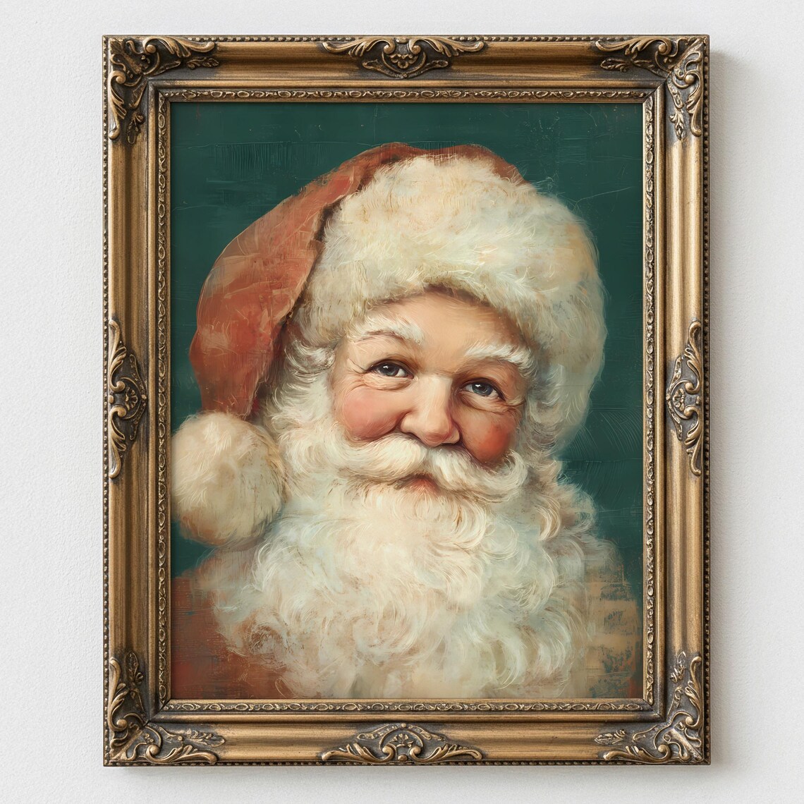 Santa Claus Portrait Retro Christmas Art Print