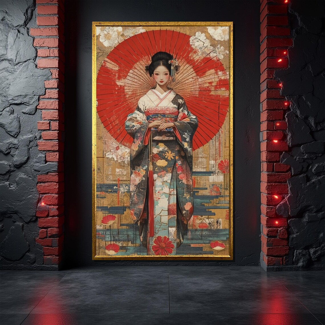 Japanese Geisha Painting, Traditional Asian Woman