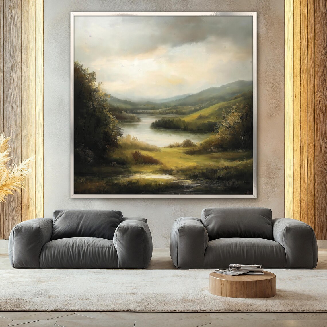 Landscape Nature Painting, Rustic Home Decor - Image 2