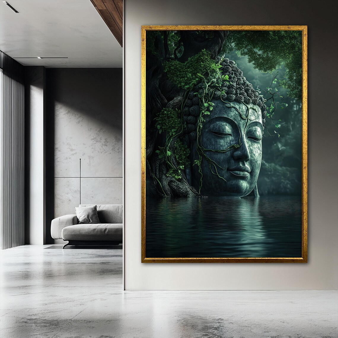 Nature Buddha Painting, Zen Meditation Room Decor - Image 3