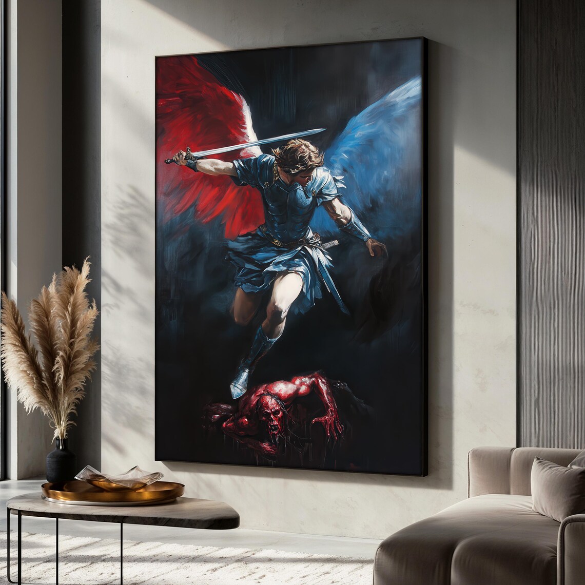 Archangel Michael Painting, Warrior Angel Wall Art