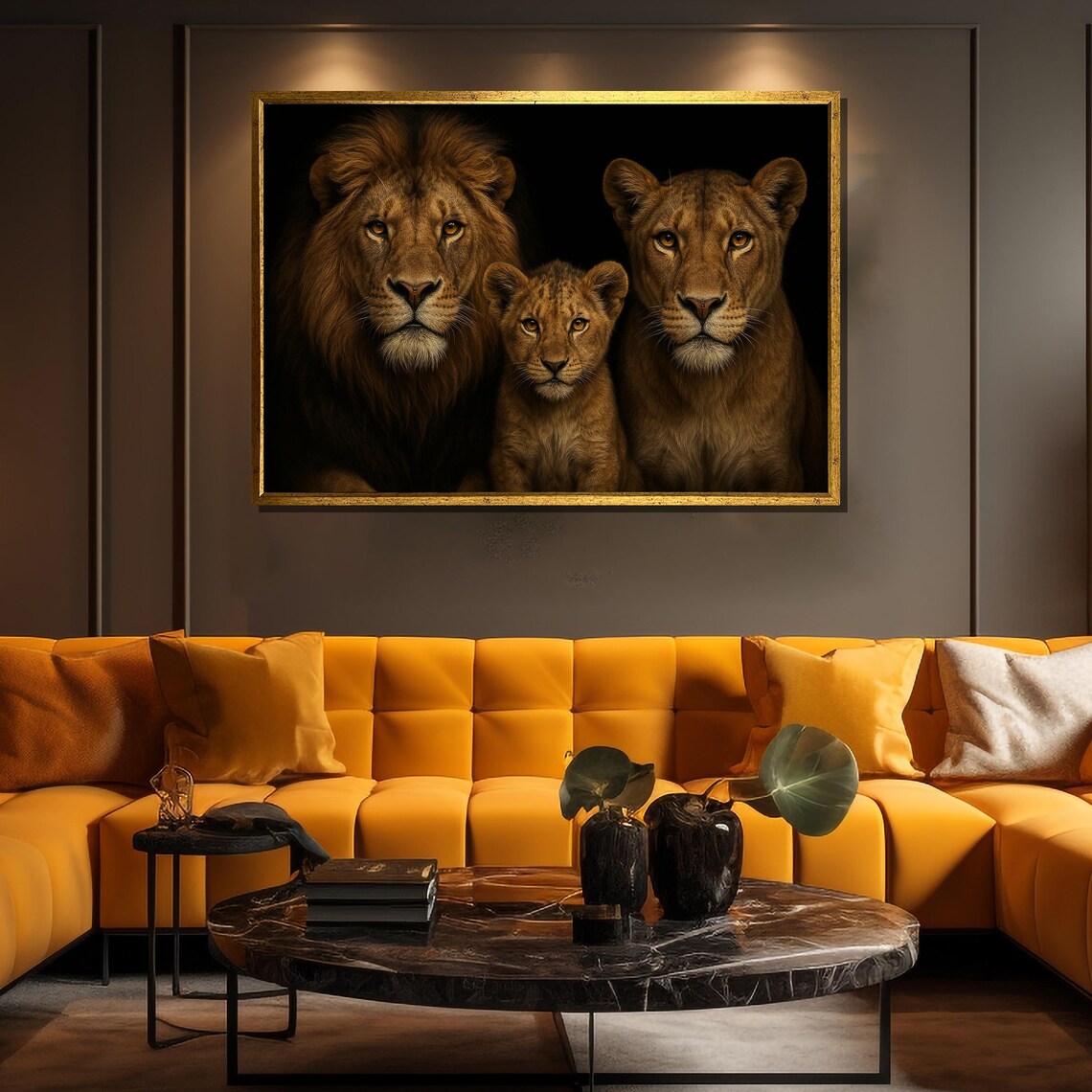 Lion Family Painting, Warm Wildlife Gift for Nature Lovers - Image 3