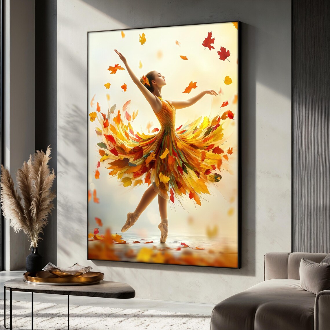 Autumn Ballerina Painting, Seasonal Ballet Decor