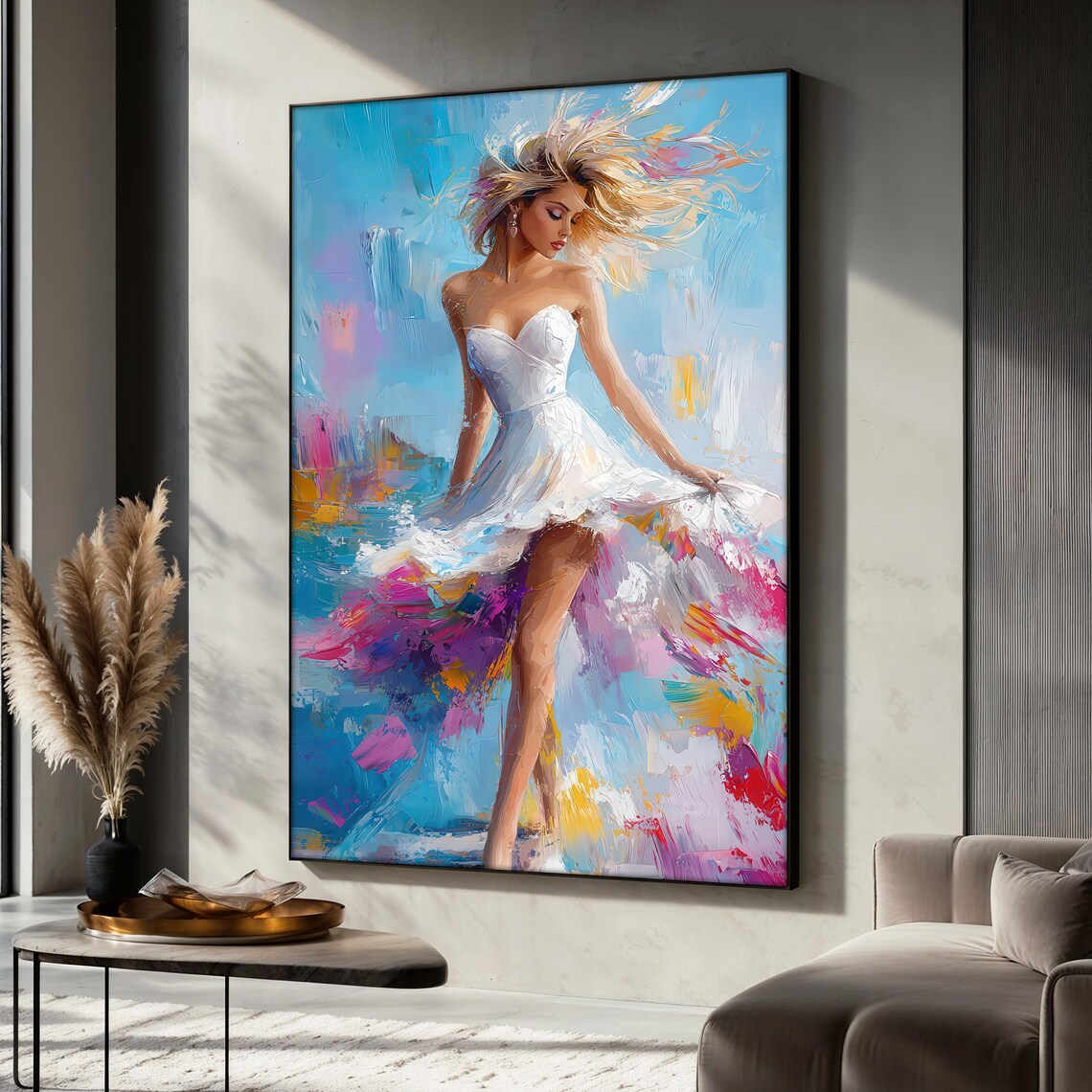 Colorful Woman Painting, Modern Abstract Artwork