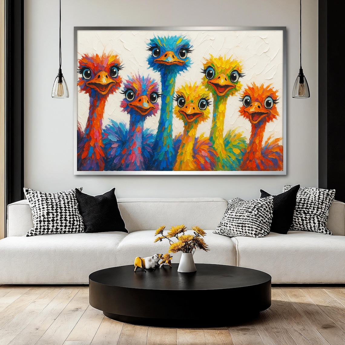 Colorful Ostrich Painting, Funny Animal Art - Image 2