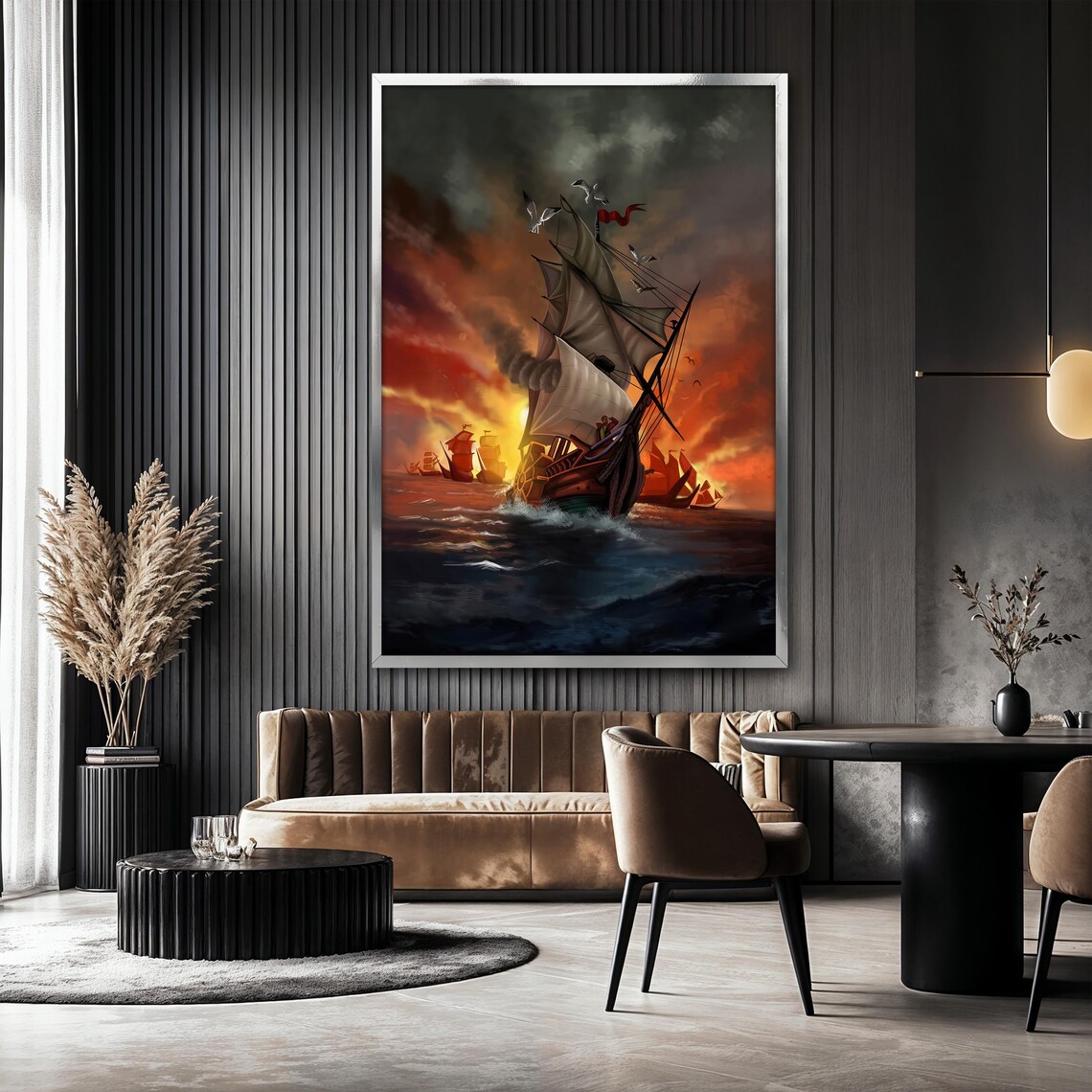 Sailing Ship Vintage Pirate Battle Scene Art Print - Image 2