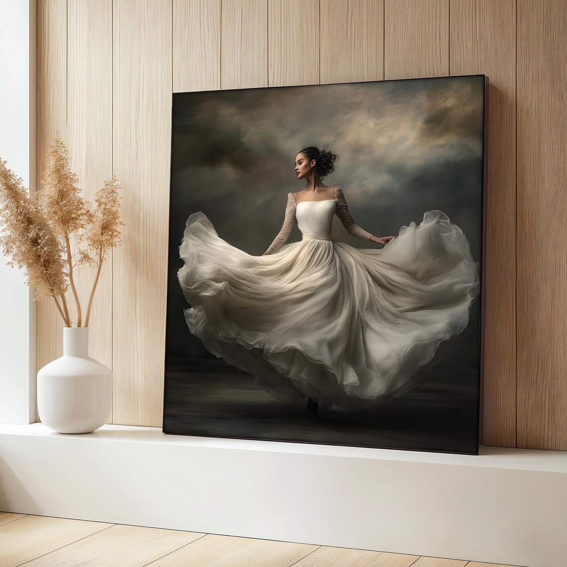 Elegant Ballerina Painting, Romantic Dancer Art