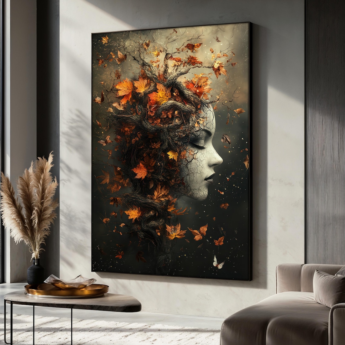 Autumn Woman Abstract Nature Fantasy Tree Face