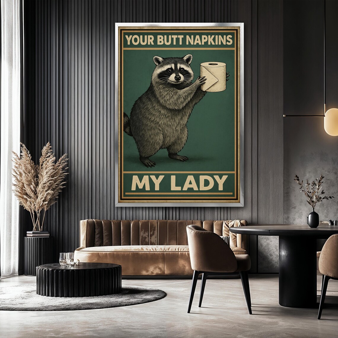 Funny Raccoon Bathroom Humor, Rustic Animal Poster - Image 2