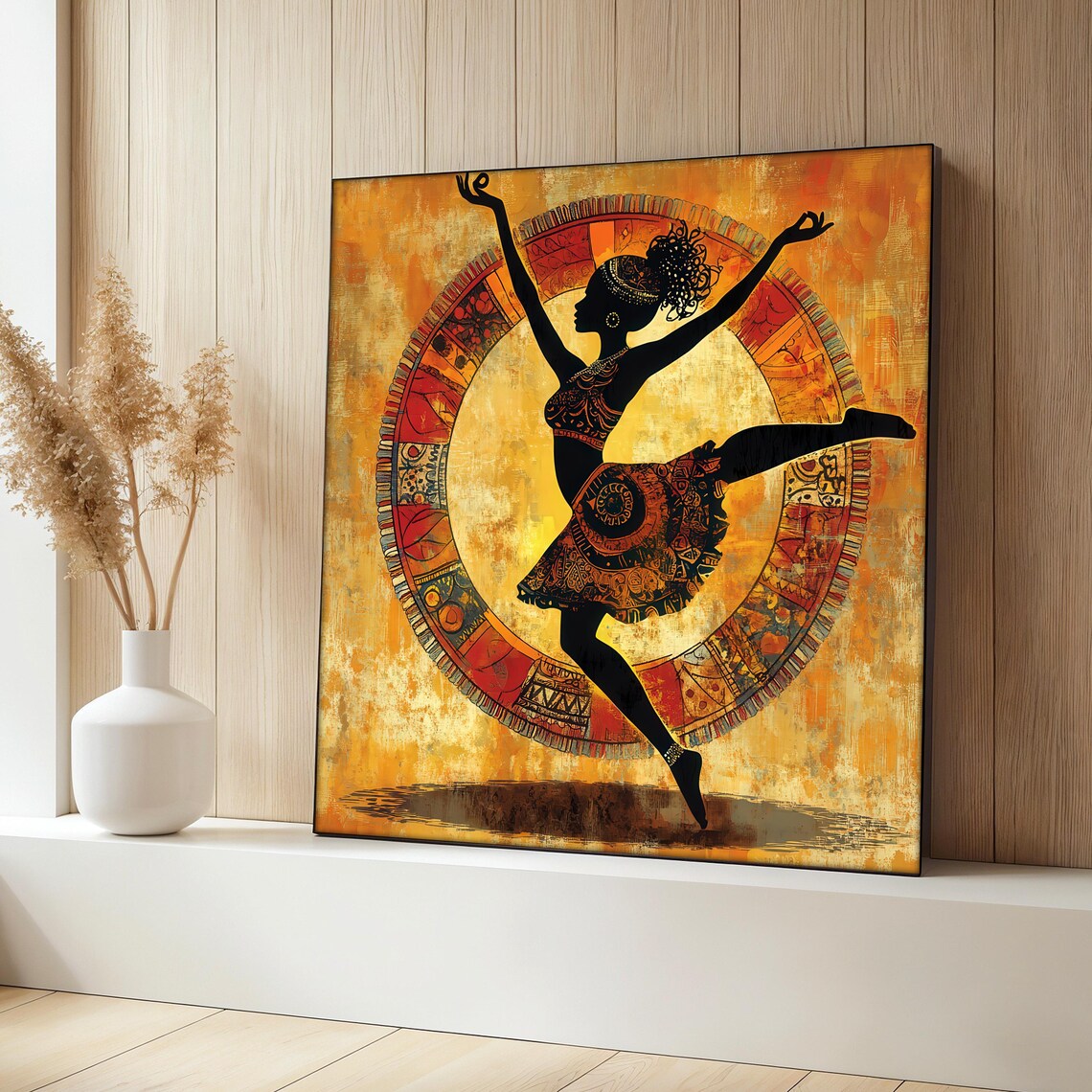 African Woman Painting, Tribal Dance Boho Artwork