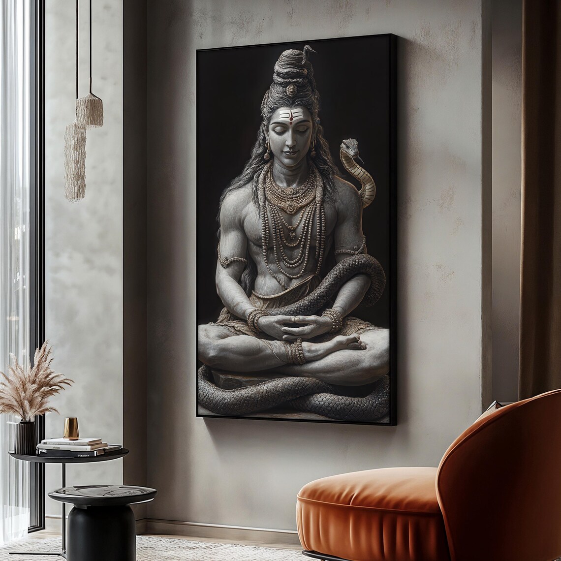 Lord Shiva Painting, Serpent Meditation Portrait
