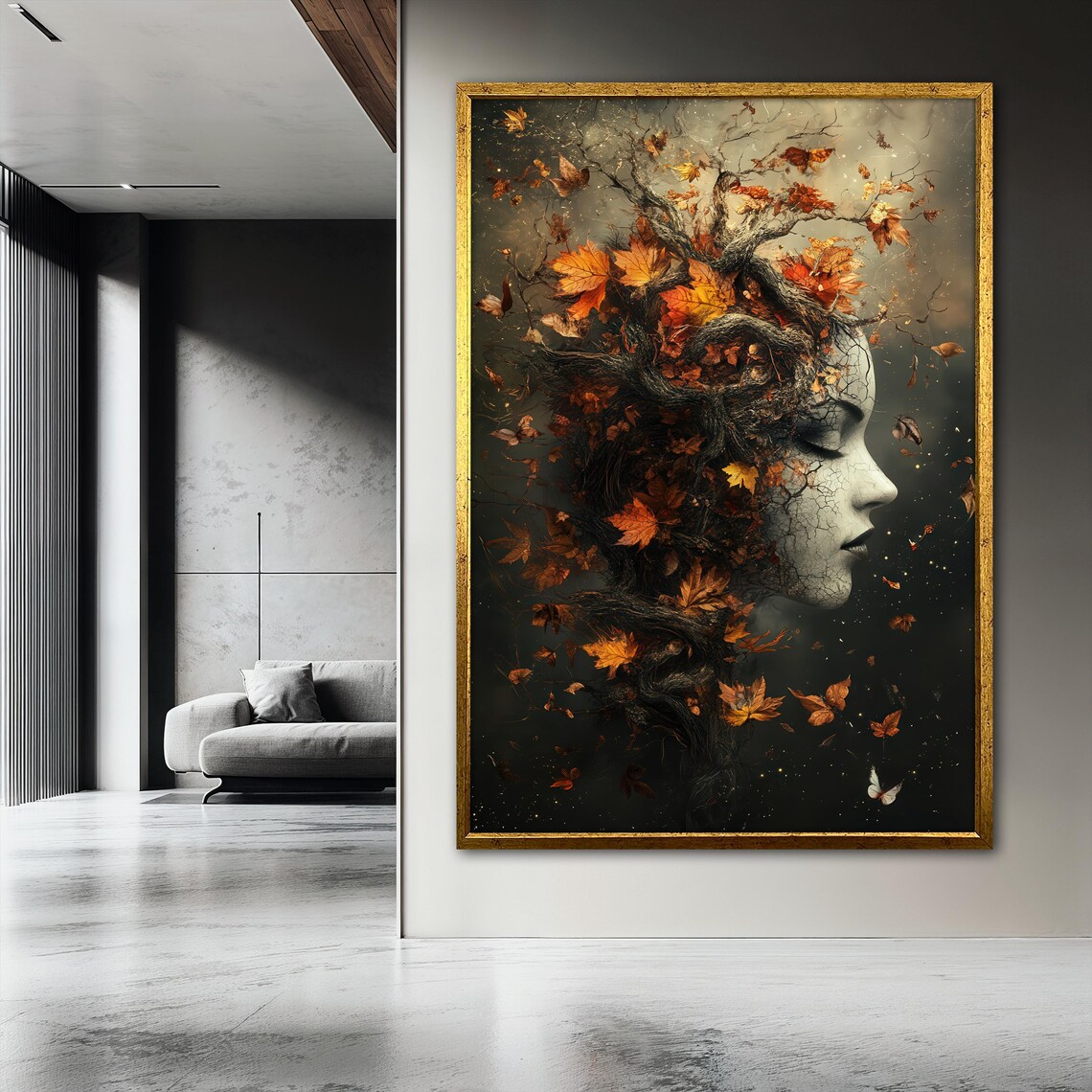 Autumn Woman Abstract Nature Fantasy Tree Face - Image 3