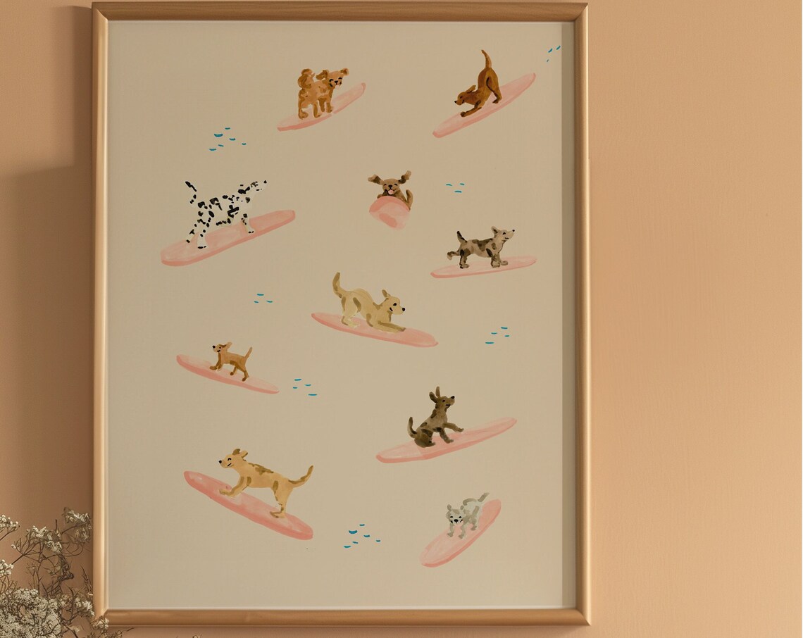 Dogs Surfing Print, Surf Wall Art for Dog Lovers - Image 2