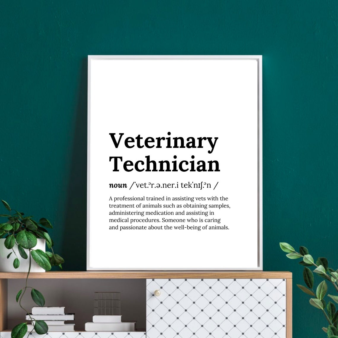 Veterinary Technician Definition Dictionary Serif Wall Poster Gift - Image 2