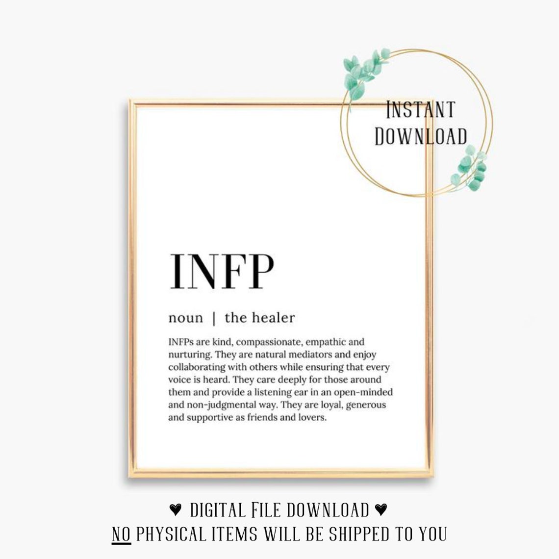 INFP The Healer Definition Myers Briggs Personality Type Poster