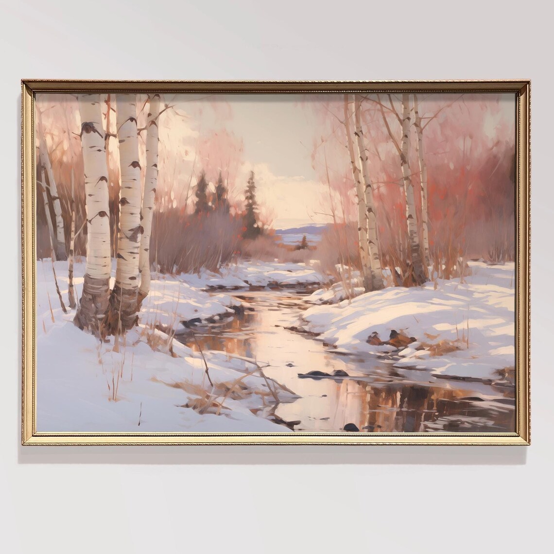 Christmas Forest Print Snow Christmas Landscape Painting Christmas Wall Art Vintage Christmas Decor Winter Wall Art Print Holiday Winter Art