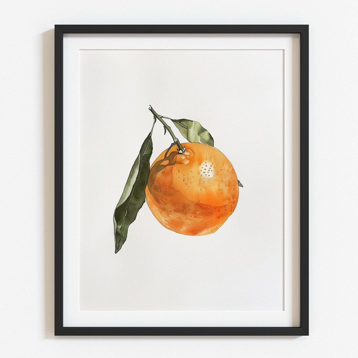 Single Orange Fruit Watercolor Minimalist Kitchen Wall Poster