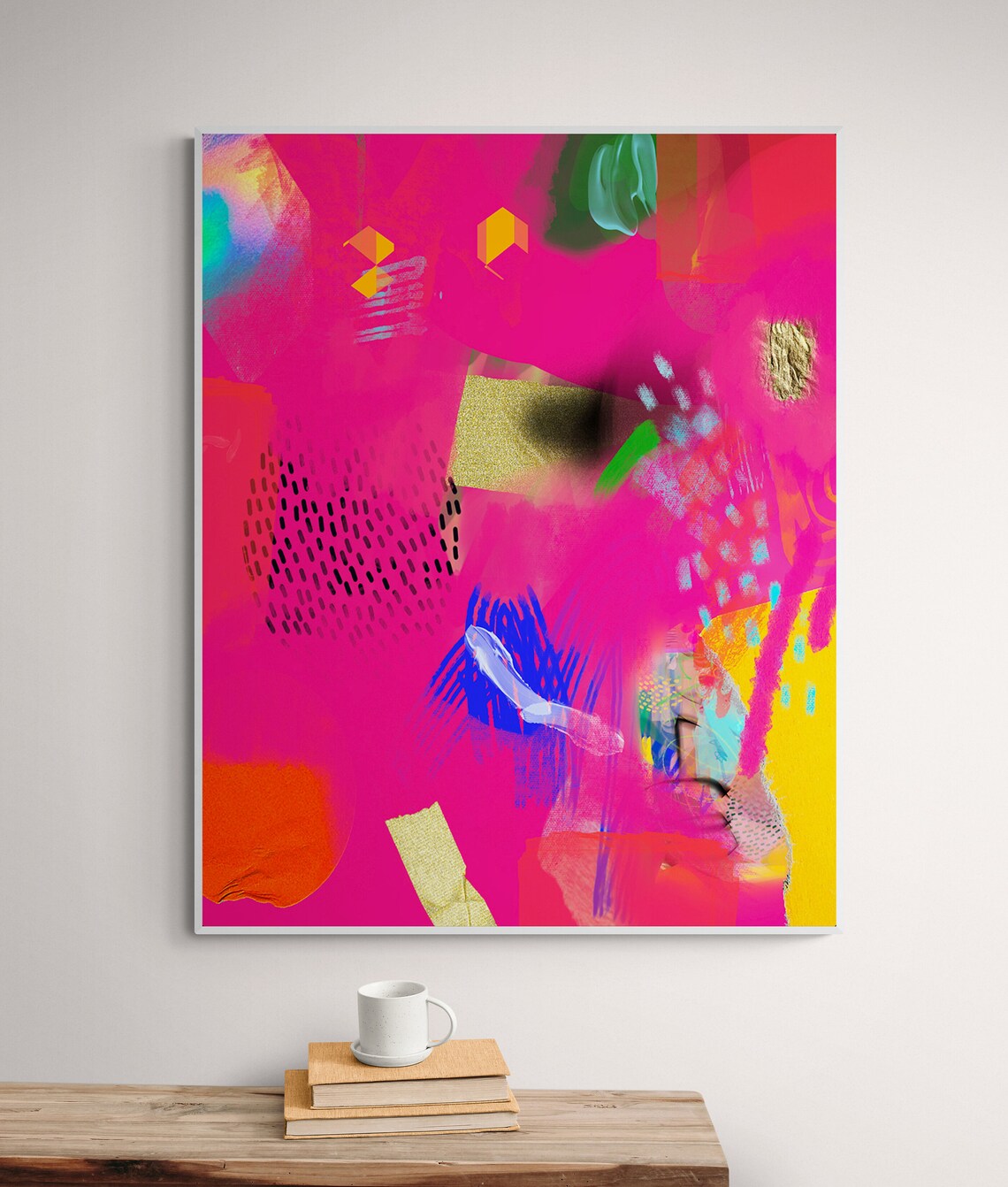 Eclectic Magenta Abstract Painting, Wall Art Print - Image 2