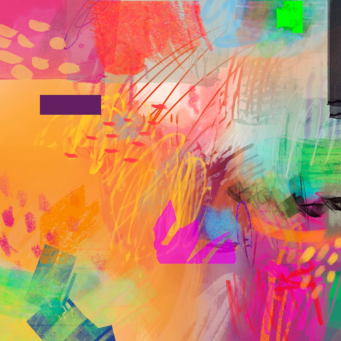 Hot Pink Abstract Art Print, Modern Vibrant Decor - Image 3