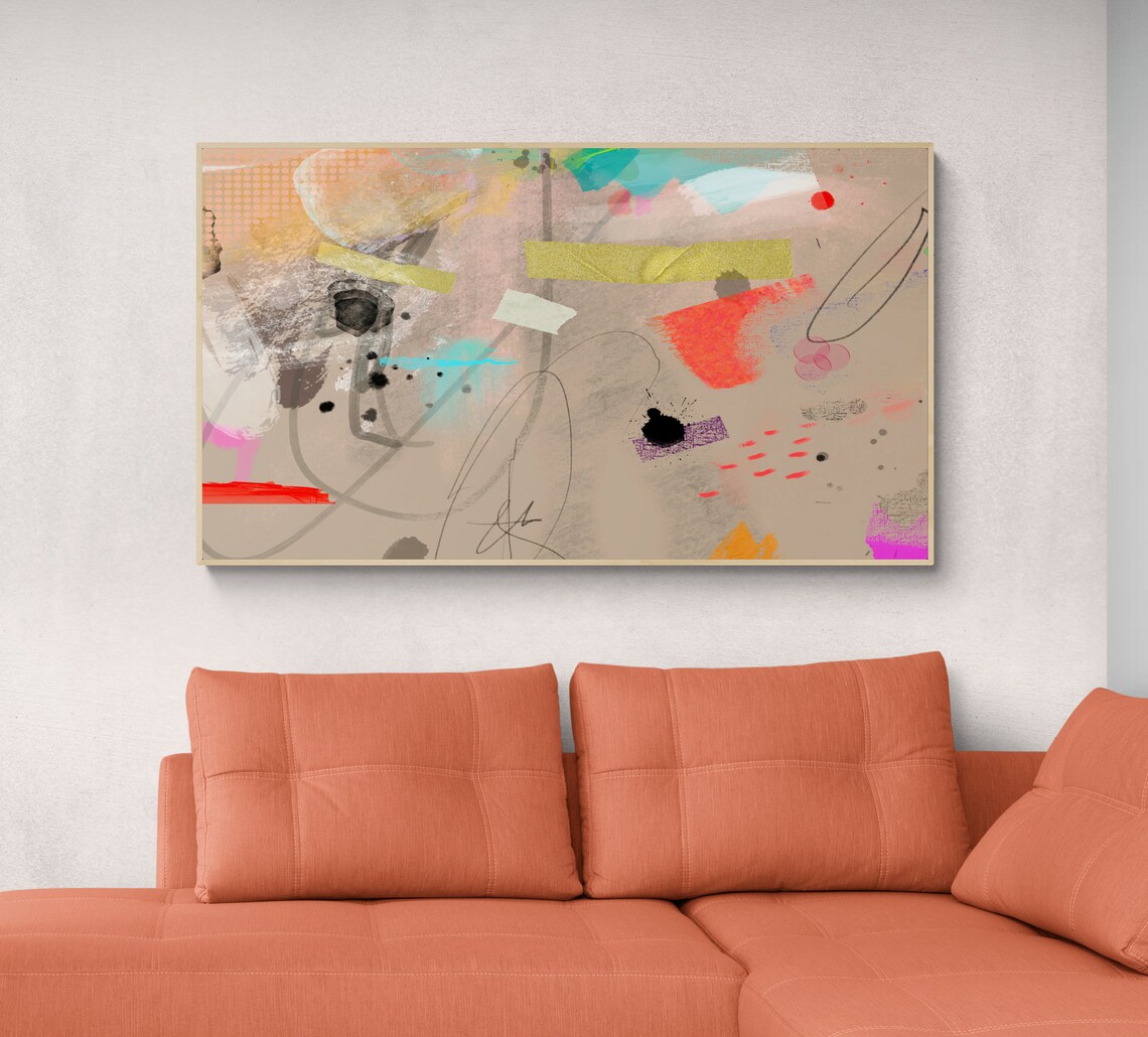 Beige and Orange Fruit Art Print for TV Decor - Image 2