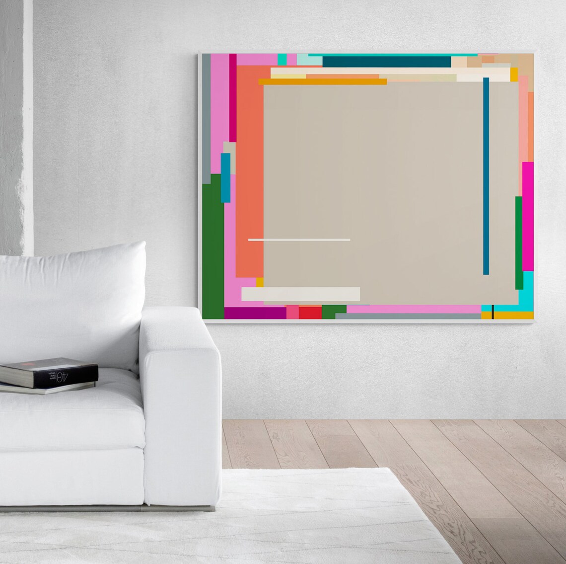 Beige Multicolor Abstract Art Scandinavian Wall Art Abstract Painting Modern Instant Wall Decor - Image 5