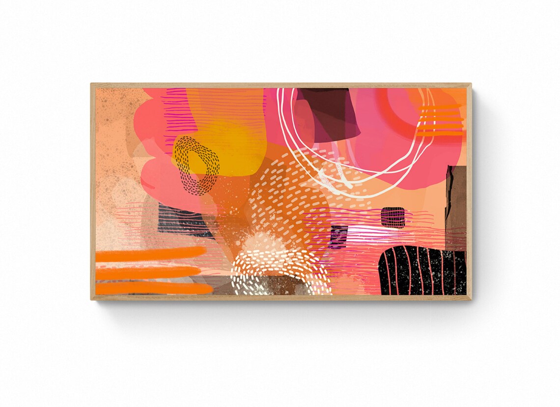Frame Tv Art Abstract Colorful Frame Tv Modern Tv Orange Pink Frame Tv - Image 2