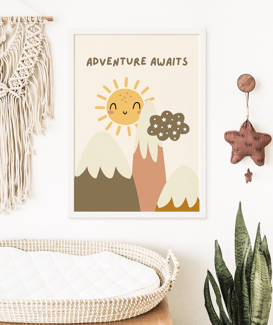 Adventure Awaits Scandi Mountains Nursery Art Print - Image 3