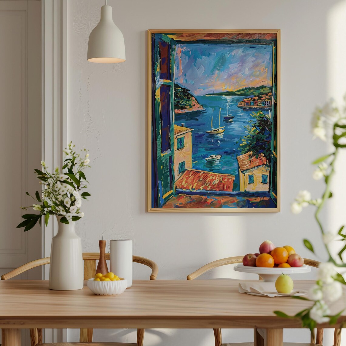 Open Window, Matisse-Inspired Coastal Harbour Art Print - Image 3