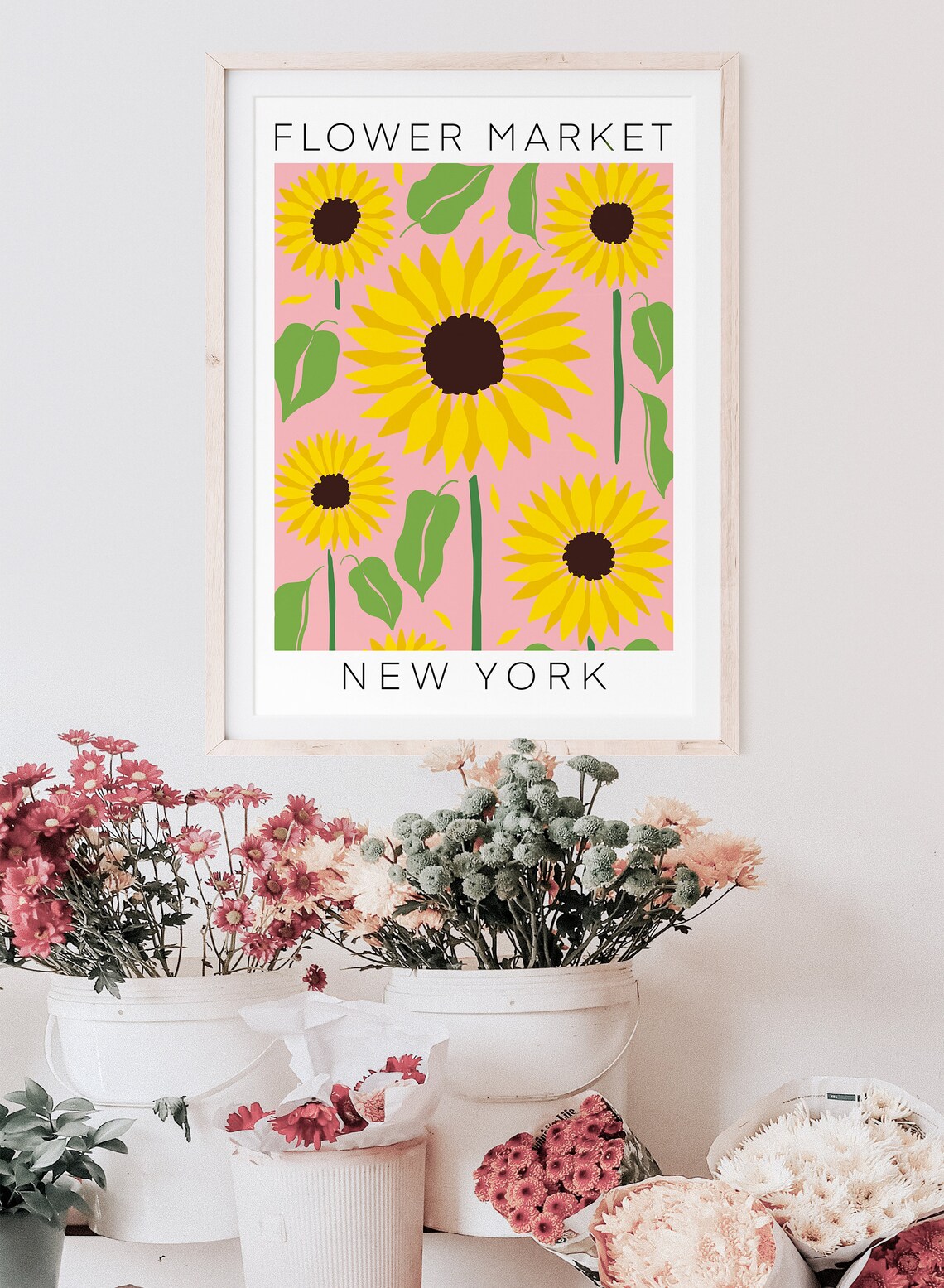 Flower Market New York Retro Floral Art Print - Image 2