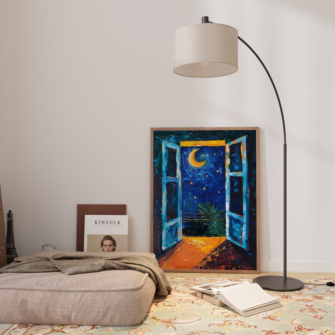 Matisse Style Open Window Night Moon Starry Balcony Painting Poster - Image 4