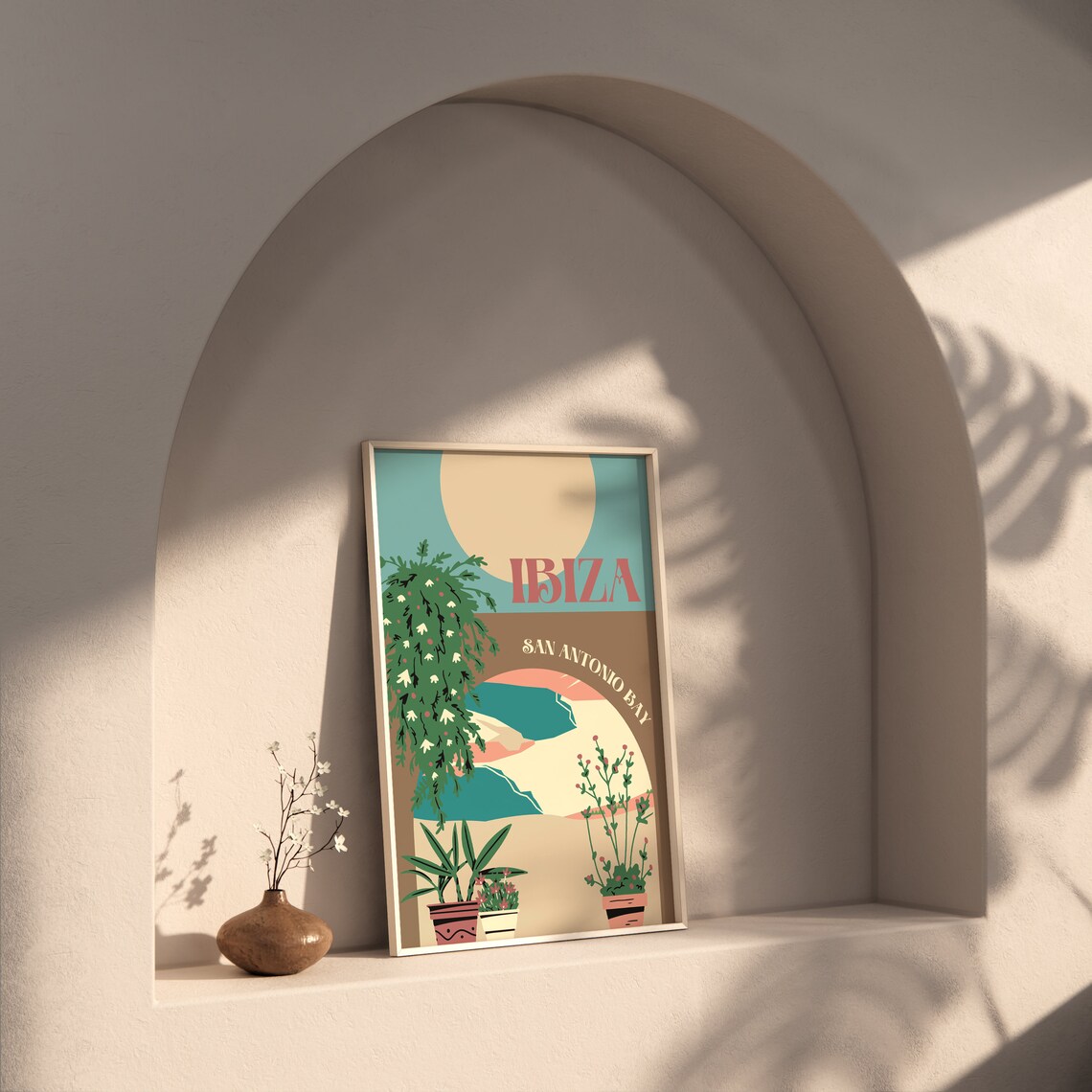 San Antonio Bay Ibiza Travel Poster, Mediterranean Scene - Image 3