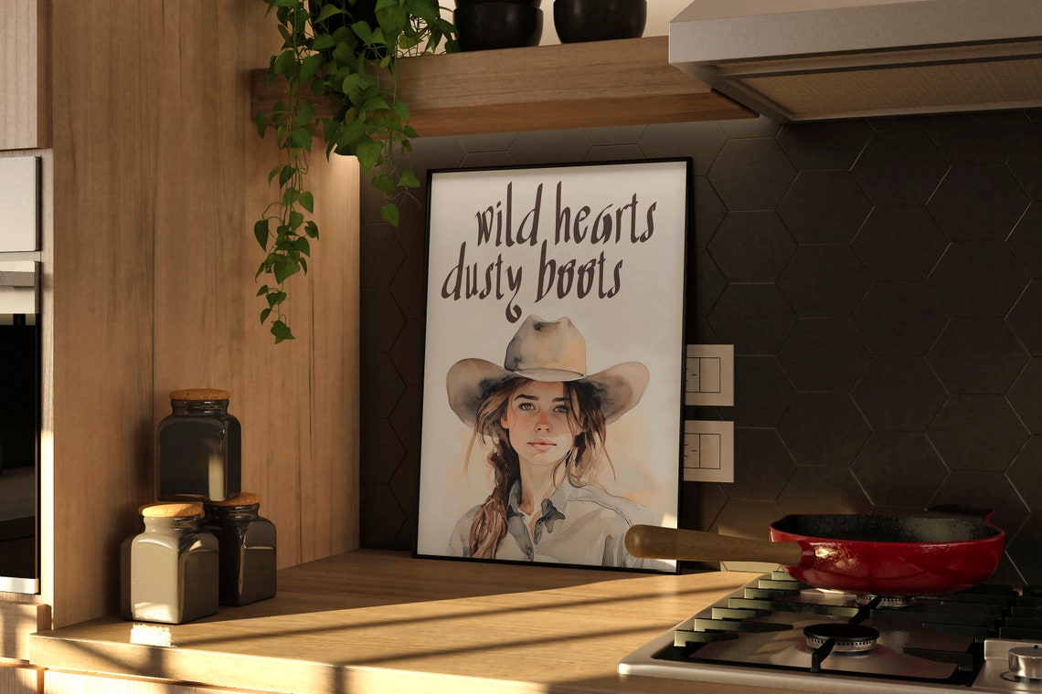 Cowgirl Poster Old West Wild Hearts Dusty Boots Print Country And Western Cowboy Desert Rodeo Howdy Earthy Bohemian Trendy Art - Image 2