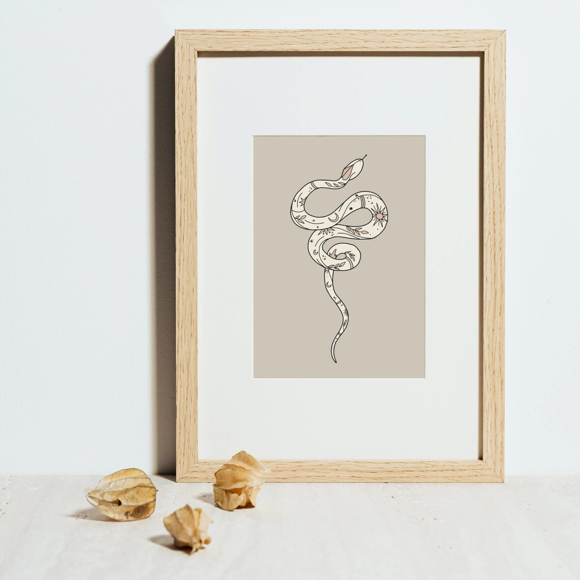 Boho Snake Print Abstract Desert Celestial Art Print - Image 2