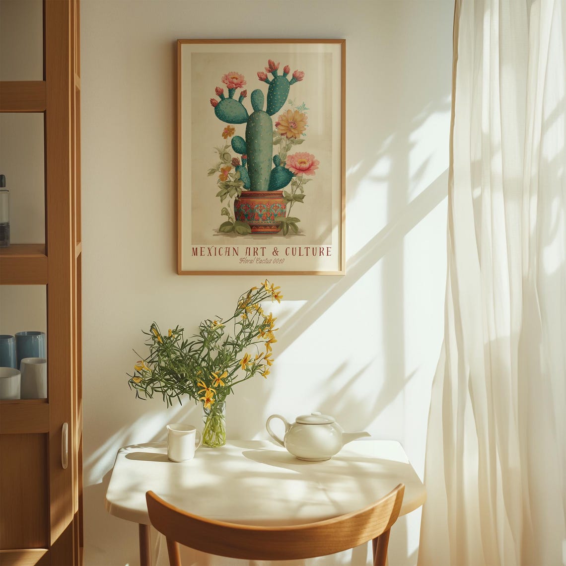 Mexican Art Culture Floral Prickly Pear Cactus Bloom Botanical Poster - Image 3