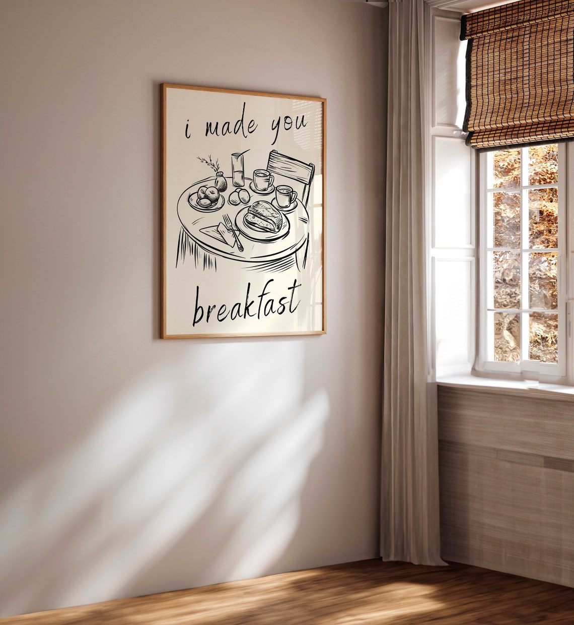 I Made You Breakfast Hand Drawn Kitchen Sketch Cozy Wall Art - Image 4