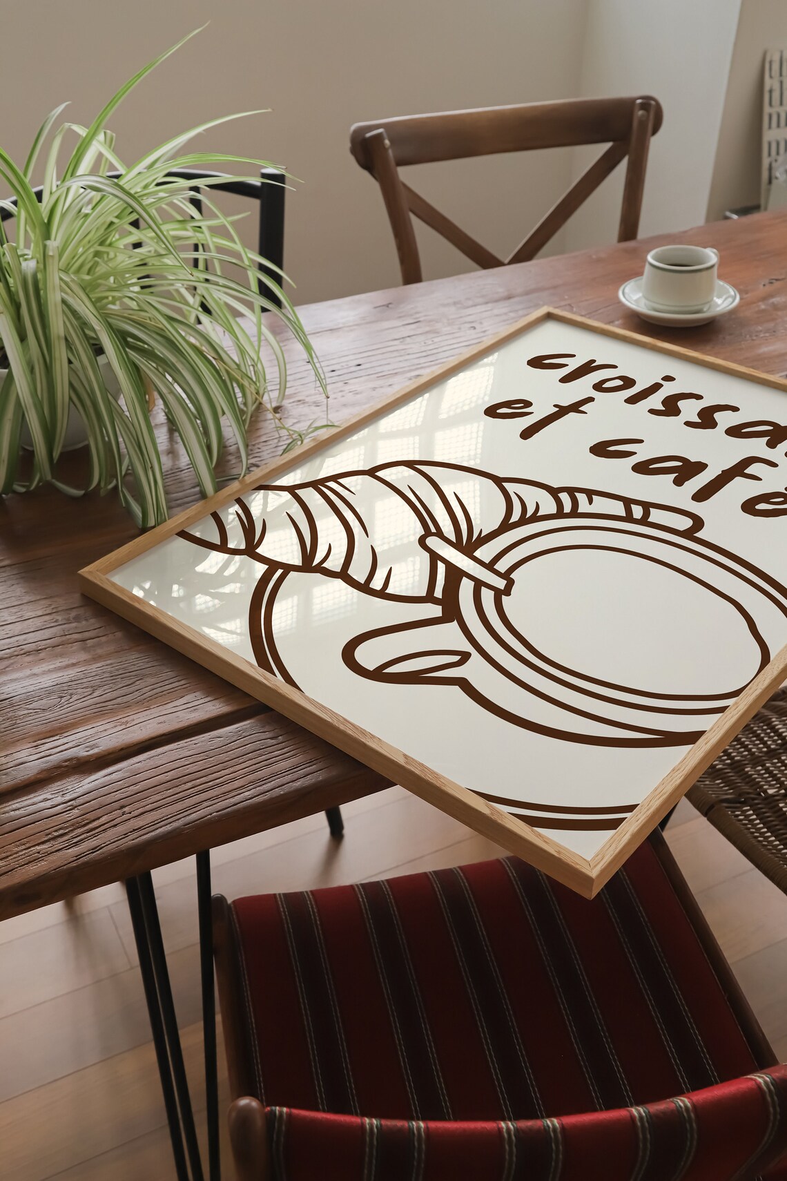 Caf Et Croissant French Kitchen Art Print, Minimalist - Image 4