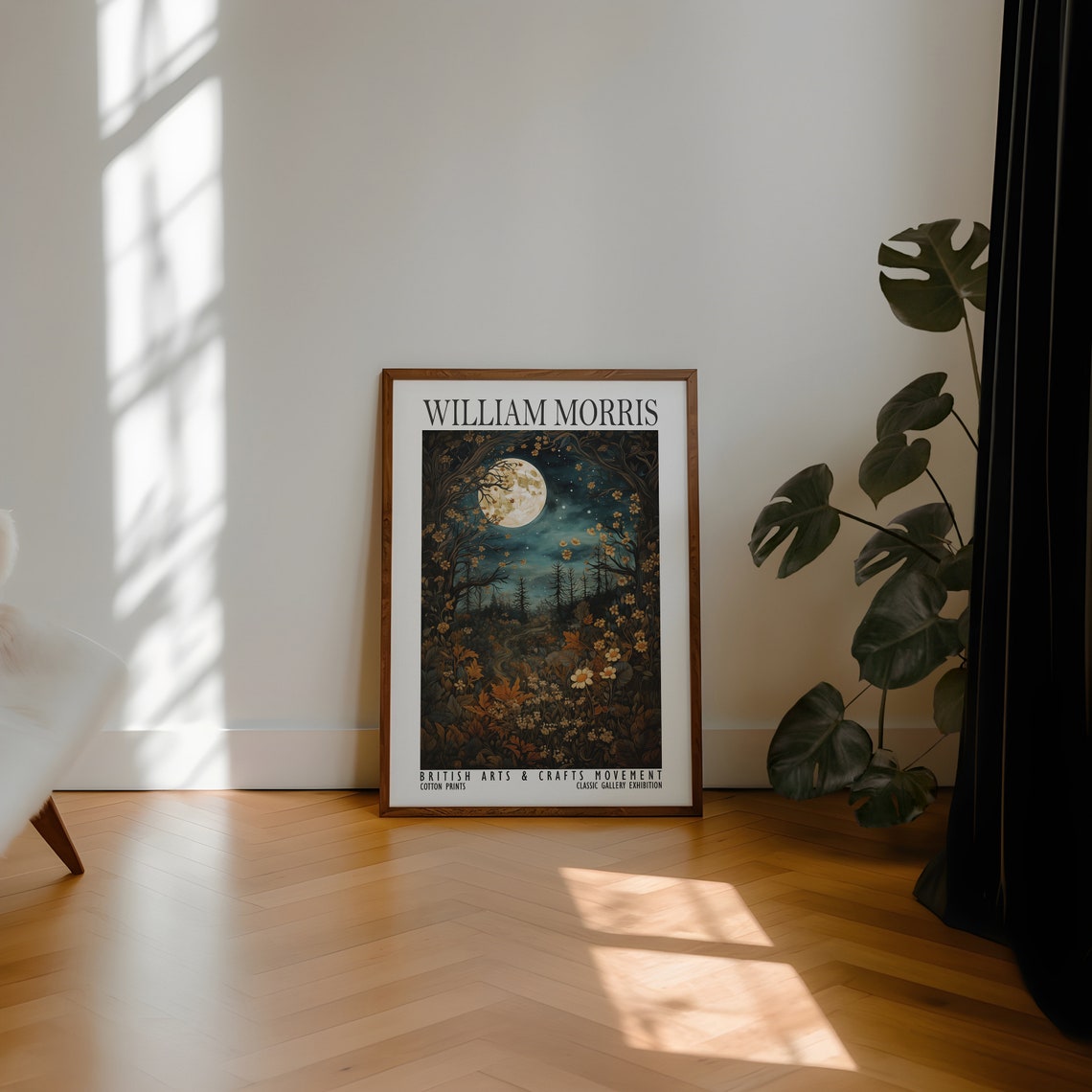 William Morris Full Moon Woodland Night Floral Exhibition Poster - Image 2