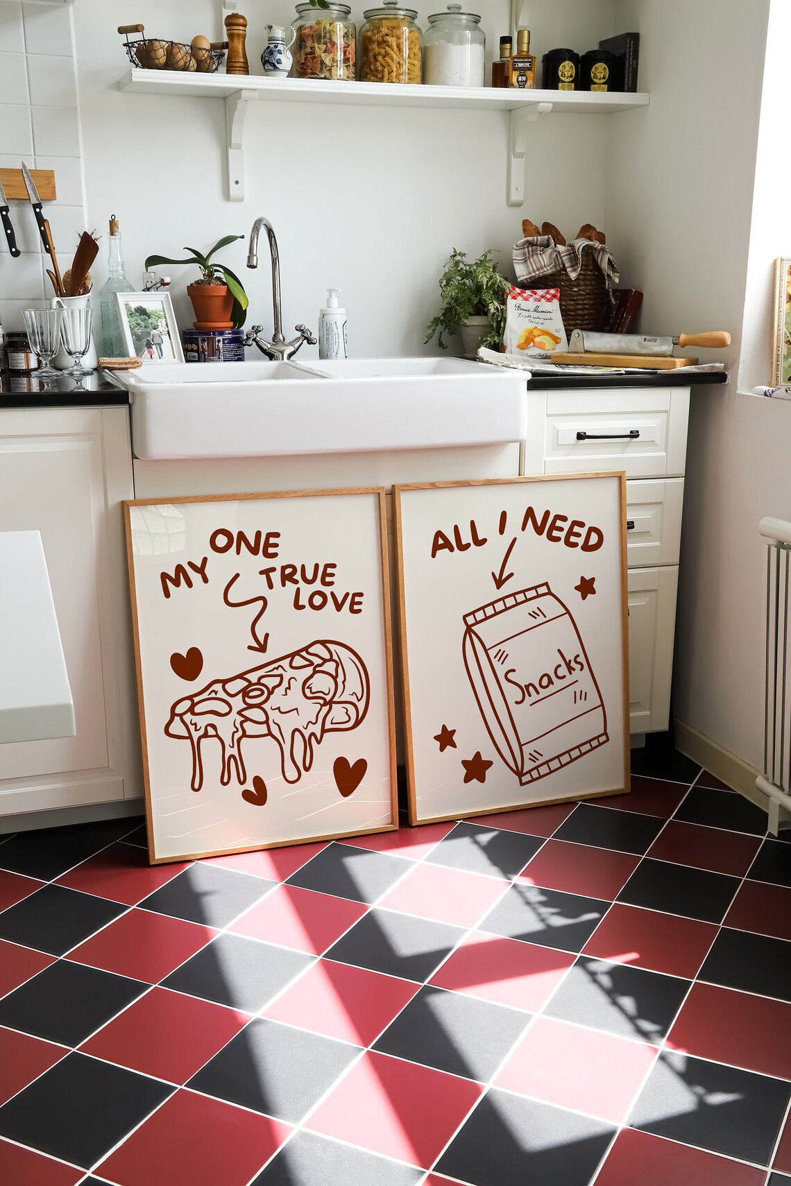 My One True Love Pizza Slice Line Art Funny Kitchen Food Poster - Image 3