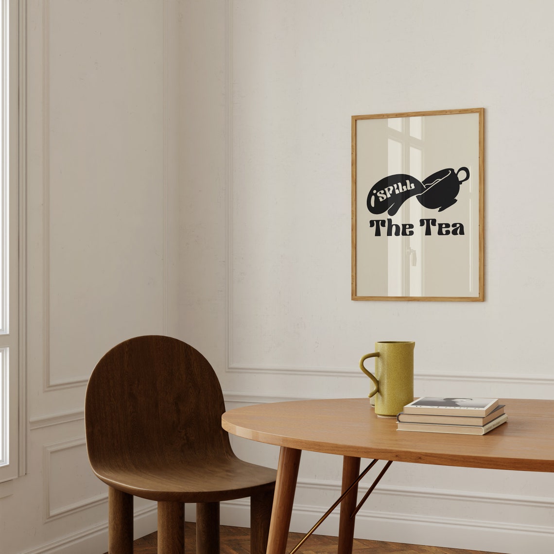 I Spill The Tea Retro Kitchen Typography Fun Tea Lover Quote Poster - Image 4