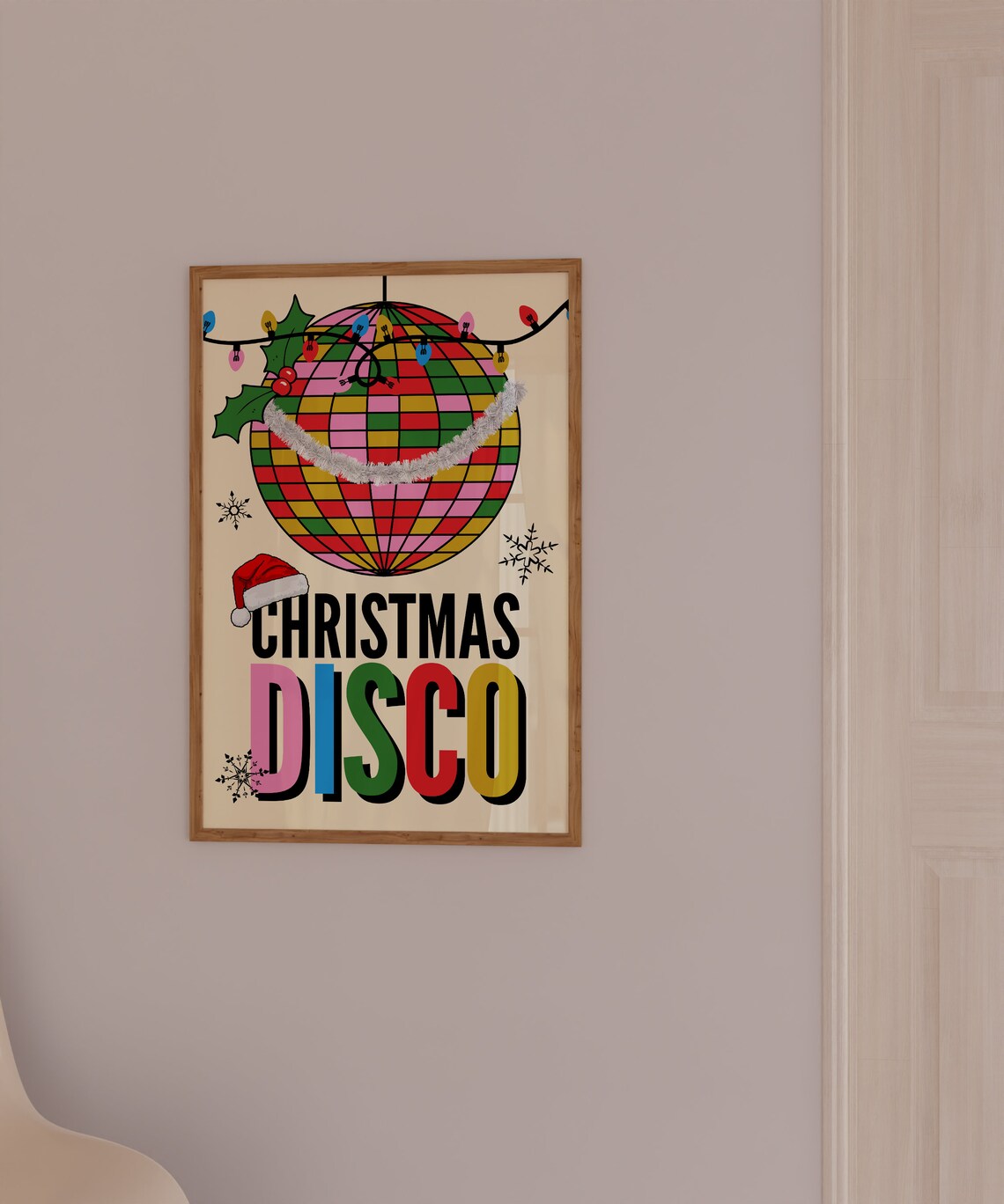Christmas Disco Print, Groovy Retro Holiday Poster - Image 3