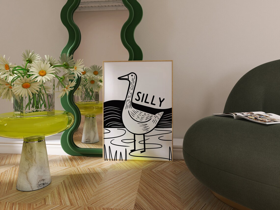 Silly Goose Funny Minimalist Goose Art Print - Image 2