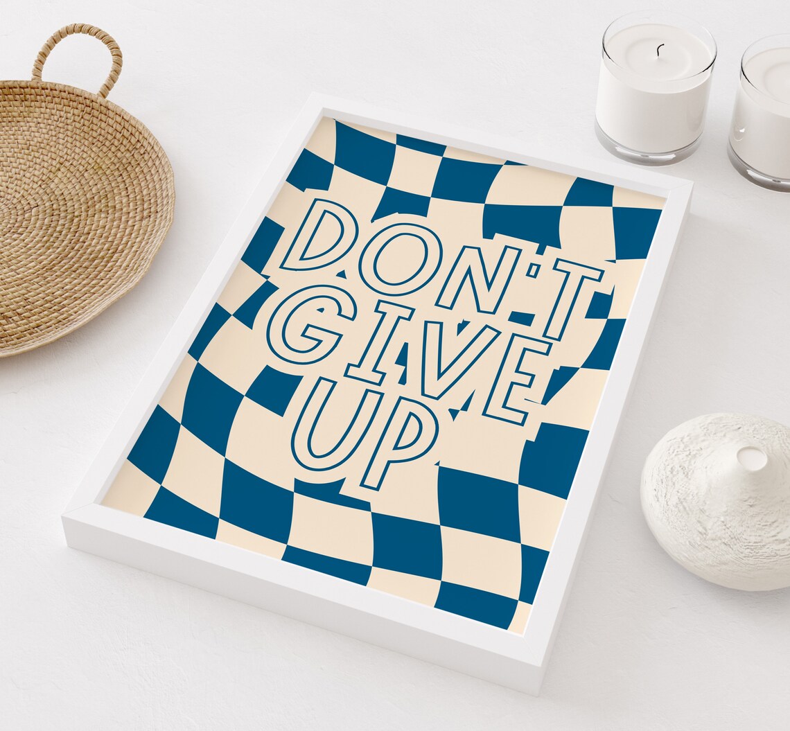 Don Give Up Checkerboard Quote Retro Poster - Image 2