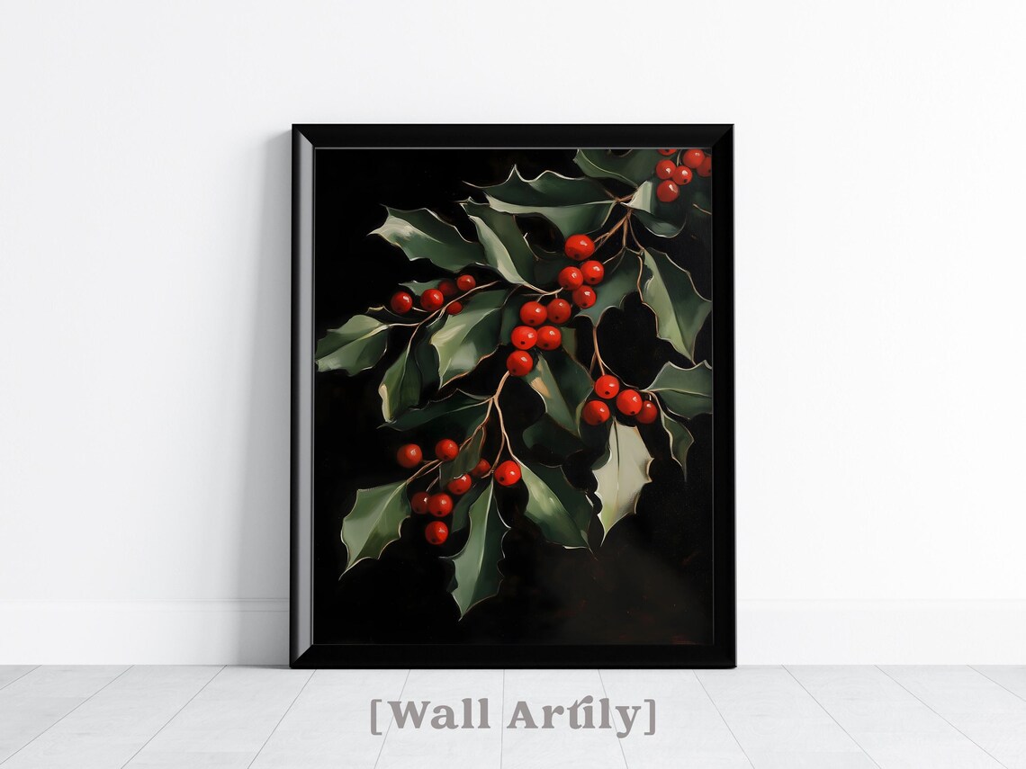 Christmas Berry Holly Dark Academia Wall Art - Image 2