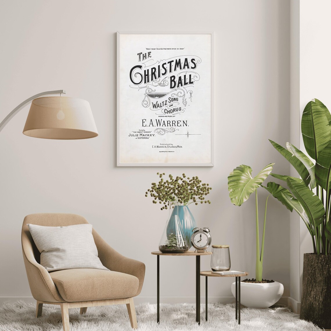 The Christmas Ball Vintage Sheet Music Cover Waltz Song Poster - Image 4
