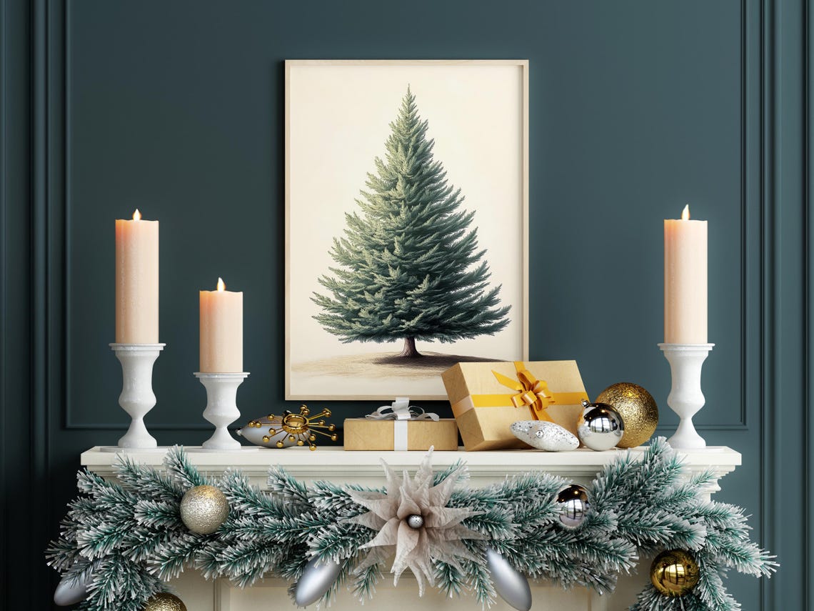Evergreen Pine Tree Vintage Botanical Sketch Minimalist Art Poster - Image 4