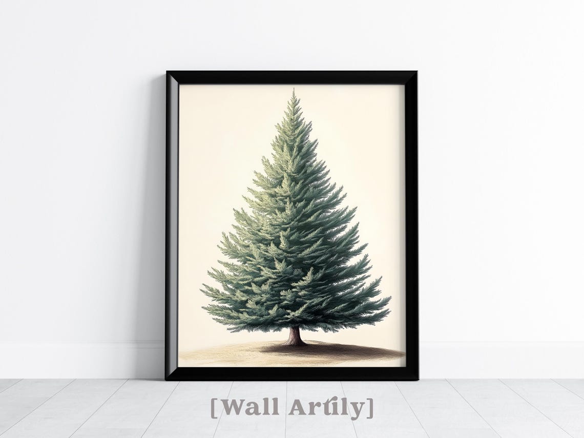 Evergreen Pine Tree Vintage Botanical Sketch Minimalist Art Poster - Image 2
