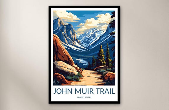 John Muir Trail Travel Poster Wall Art Print United States Home Decor Gift North America Illustration