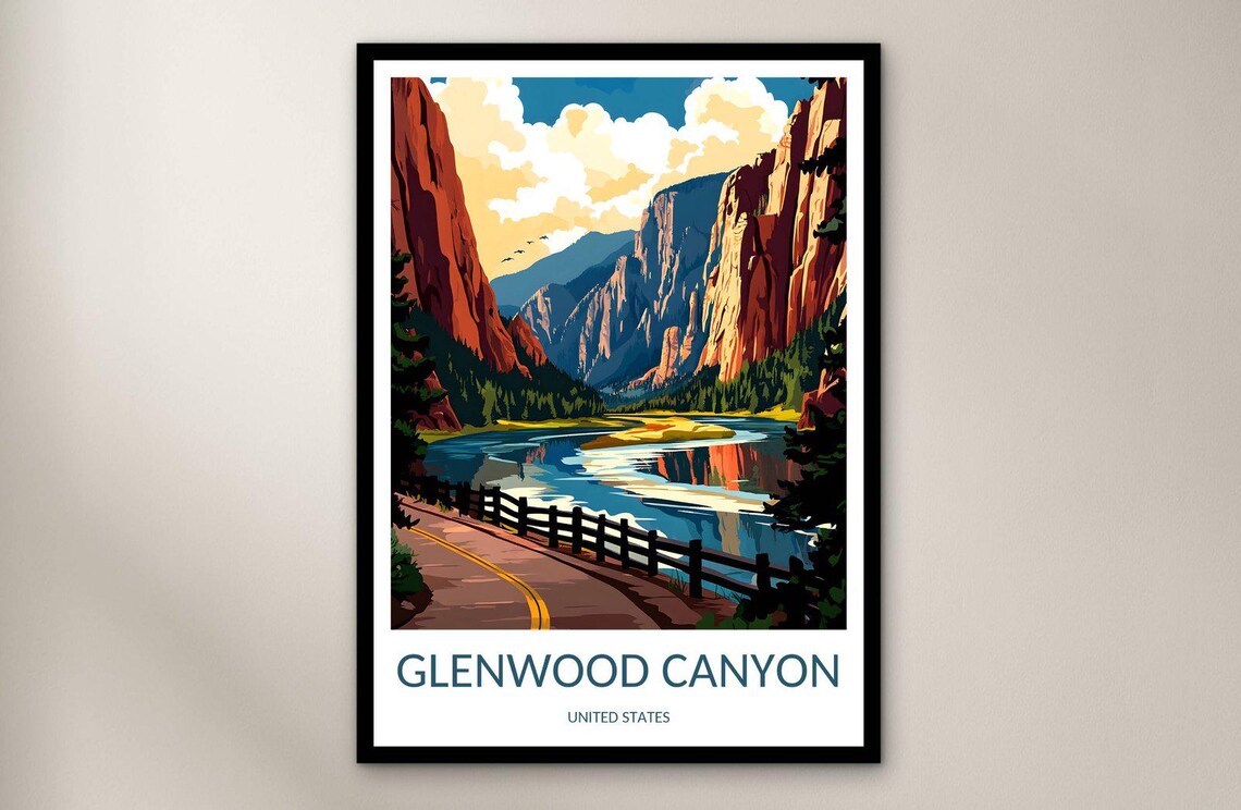 Glenwood Canyon Colorado Winding River Road Scenic Travel Poster
